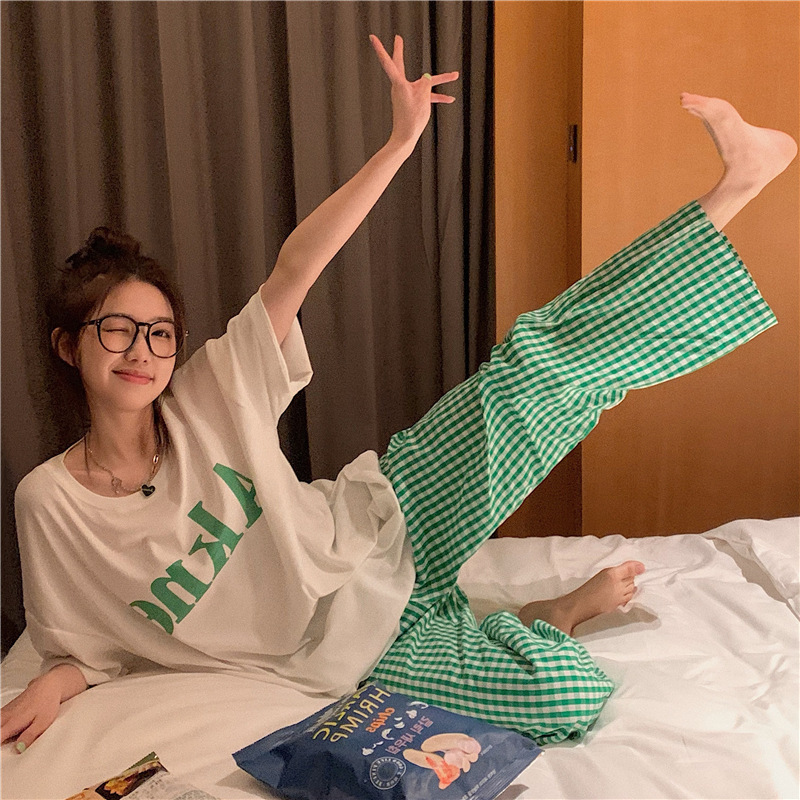 녹색 문자 정장 [반팔, 바지]