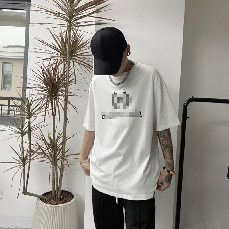 パリの新しいプリントレターファッション半袖男性と女性のためのルーズでスリムな小麦の穂Tシャツファミリーロゴ半袖|undefined