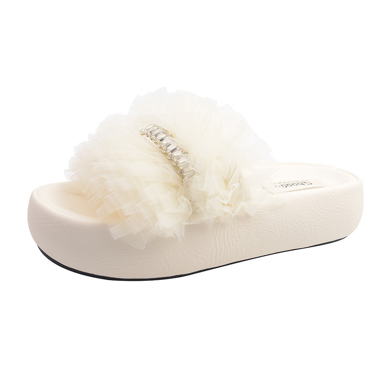 2025 verano tul transpirable ligero fondo suave casual nuevo estilo de fondo grueso sandalias de malla de encaje estilo hada