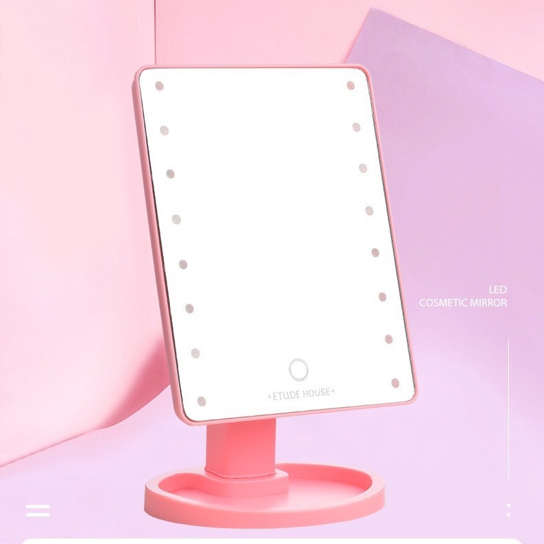 Espejo de luz LED espejo de maquillaje espejo de tocador giratorio de 360 grados escritorio de escritorio 16 luces espejo de maquillaje 22 luces toque de escritorio