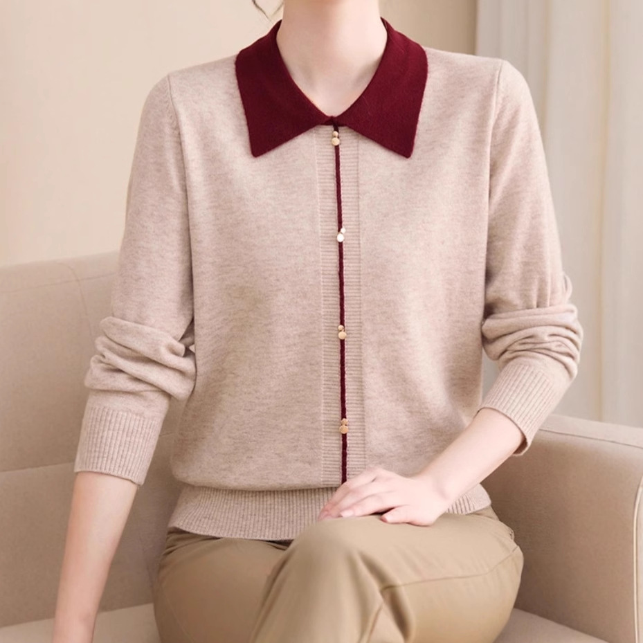 2025 Autumn Young Mom Sweater 2025 Spring and Autumn Middle-Aged Women's Lightweight Sweater Fashion Bottoming Top