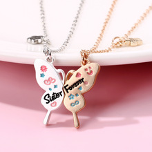 跨境新品蝴蝶项链简约合金磁吸吊坠百搭不掉色闺蜜项链批发首饰品
