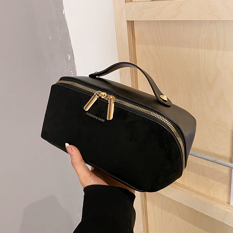 벨벳 블랙 [내부 바닥 스티치 더블 지퍼]