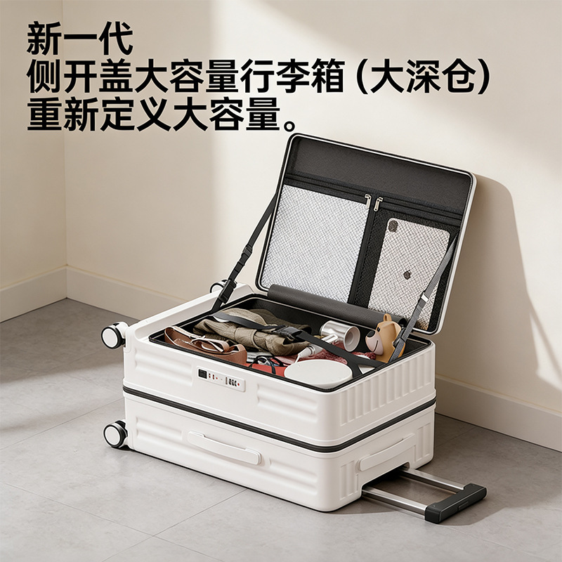 Side-Opening Suitcase for Women, Extra-Large Capacity, 20inch Carry-On Suitcase, 2025 New Model Trolley Travel Suitcase with Universal Wheels