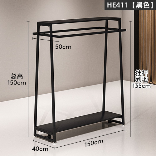 服装店展示架移动中岛货架女装店挂衣架落地侧挂式衣架加粗款落地|undefined