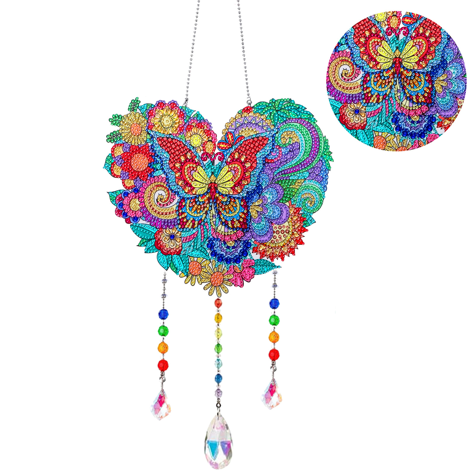 Diamante pintura Amazon transfronteriza DIY adornos de Navidad marca llena de diamantes 5d cristal mariposa diamante pintura viento carillones Decoración