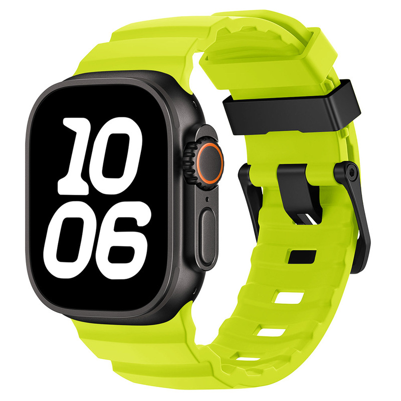 Apple Watch 6789用、ワイルドトラックシリコンストラップ、iWatch S10 Ultra用リストバンド、ブラックチタンカラーのメタルバックル|undefined