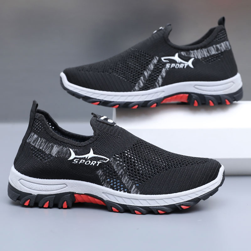 Cross-Border Temu Large Size Mesh Men's Shoes Shark Breathable Cut Out One-Leg Thick-Soled Men's Shoes Lightweight and Comfortable Dad Shoes