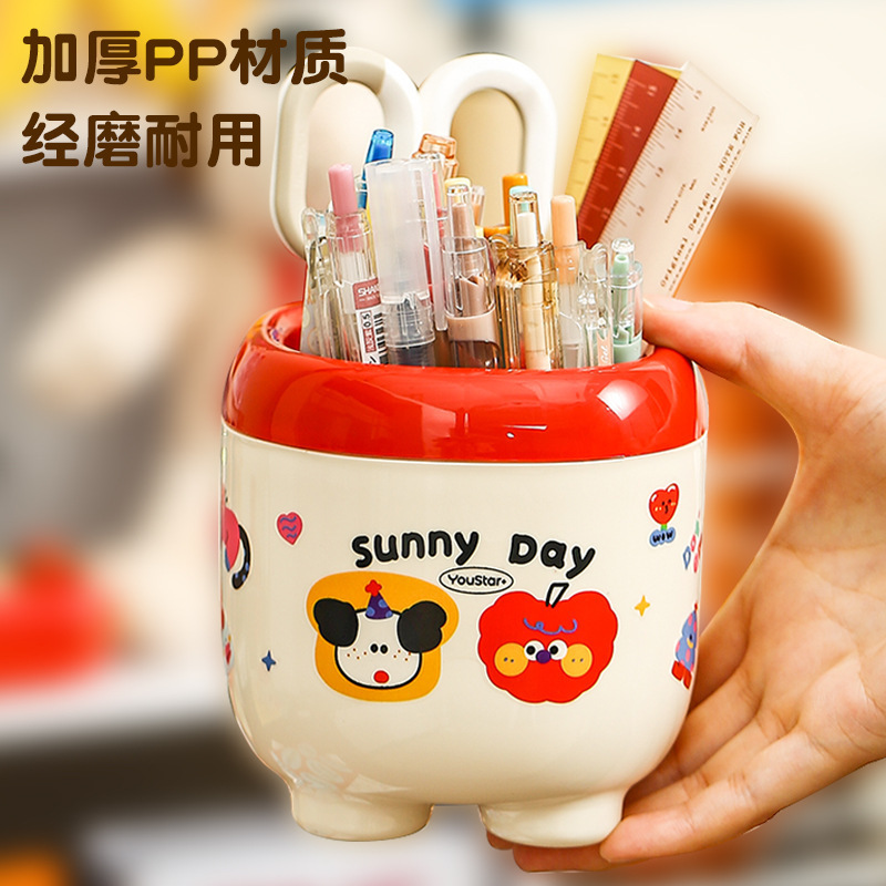 かわいいペンホルダーイン高価値デスクトップ収納ボックス diy クリエイティブペンホルダー義烏ペンホルダープラスチック子供の漫画|undefined