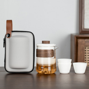 Portable Travel Tea Set Small Set Outdoor Teapot Tea Cup Glass Camping Style Distant Mountain Quick Cup Companion Gift