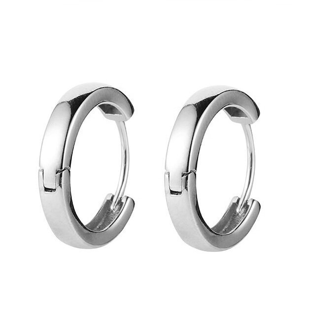 Men's Fashionable And Unique Glossy Plain Hoop Earrings, Trendy Minimalist Style Single Ear Accessory For Men_voghion.com
