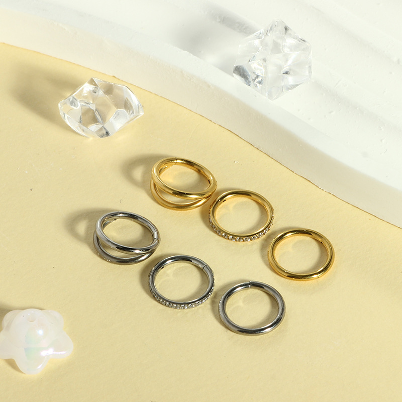 G23 Titanium Nose Ring 2-Row Split Ring Multi-Functional Fashion Earrings 3-Piece Set Silver detail image 7