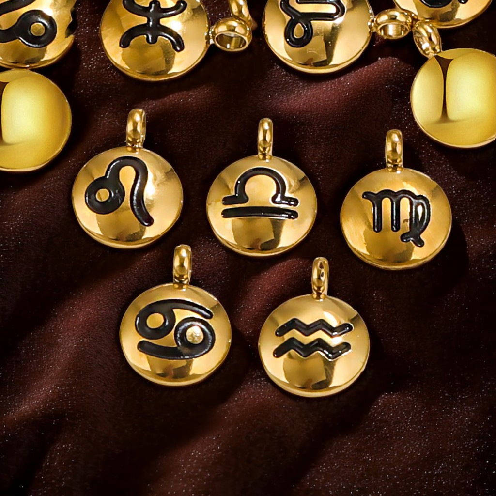 Dorado 18 quilates colgante constelación colgante redondo DIY accesorios joyería accesorios joyería pendientes collares pulseras