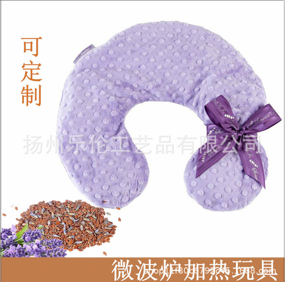 Navidad alce reno almohada de cuello personalizada compresa en caliente compresa en frío gravedad animal almohada en forma de U semilla de lino relleno de piedra de arroz