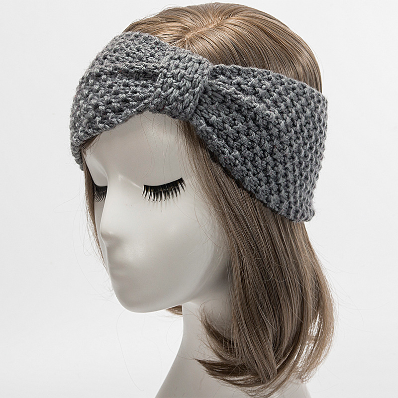 Fascia per maglione lavorata a maglia per accessori e fasce per capelli caldi con fiocco fatto a mano autunno inverno da donna_voghion.com