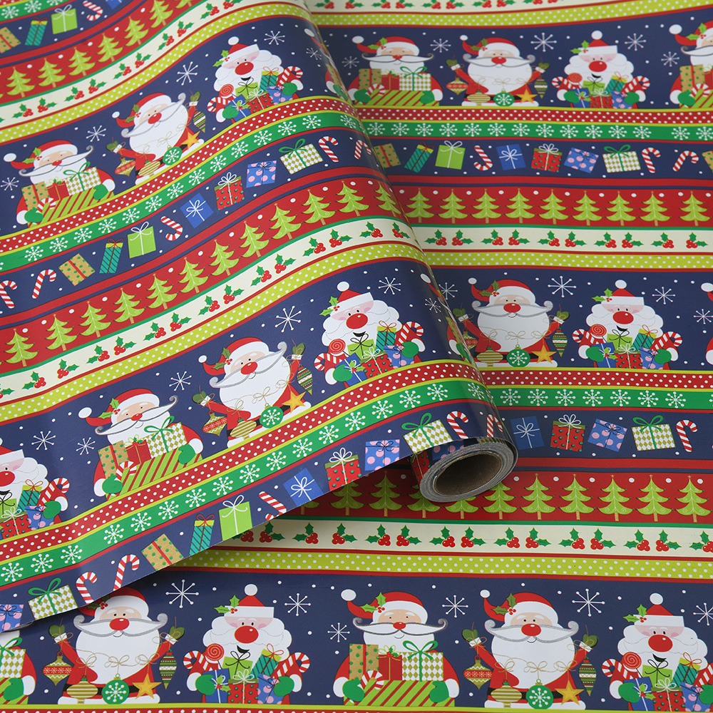 Venta caliente transfronteriza papel estucado de gran tamaño rollo de Navidad papel de regalo caja de regalo de dibujos animados papel de regalo al por mayor