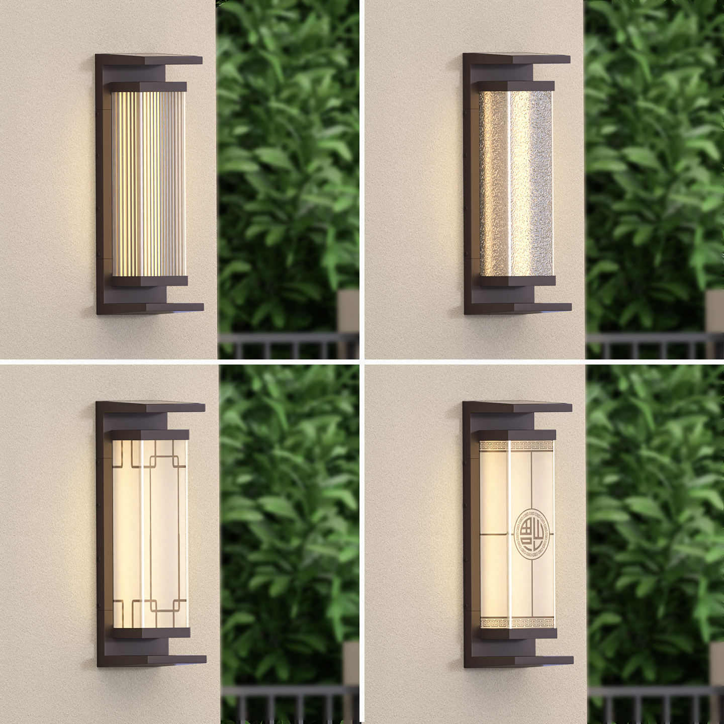Wall Lamp Solar Outdoor Waterproof New Chinese Style Villa Courtyard Lamp Outdoor Terrace Landscape Lamp Gate Exterior Wall Lamp
