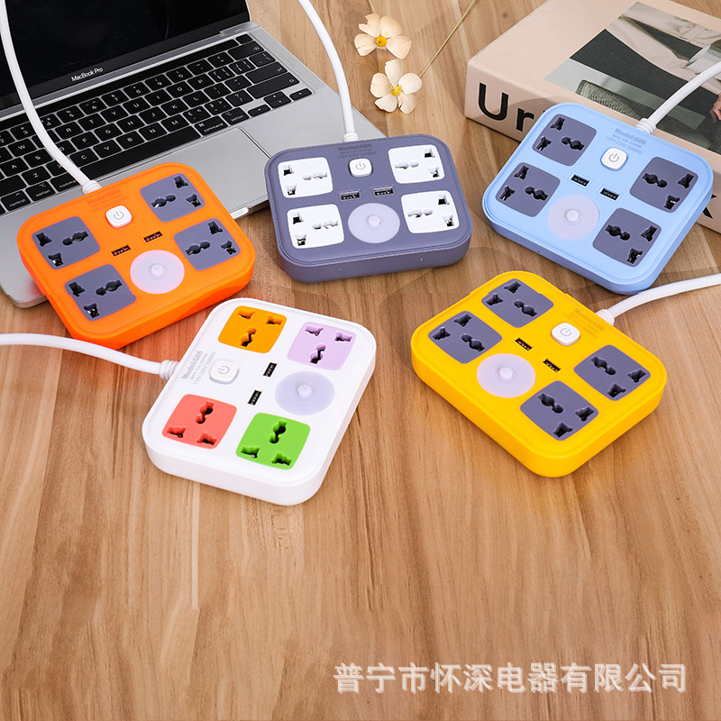 684# 685# 686#USB 2米 带小夜灯USB插座 四方型电商款 外贸排插