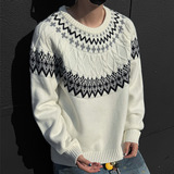 费尔岛提花毛衣男款冬季2026新款加厚保暖复古高级感针织毛衫，男装针织衫/毛衣，星座614