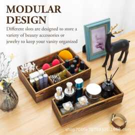 木质收纳盒桌面护肤品可堆砌收纳盒木质置物盒化妆品香薰两次