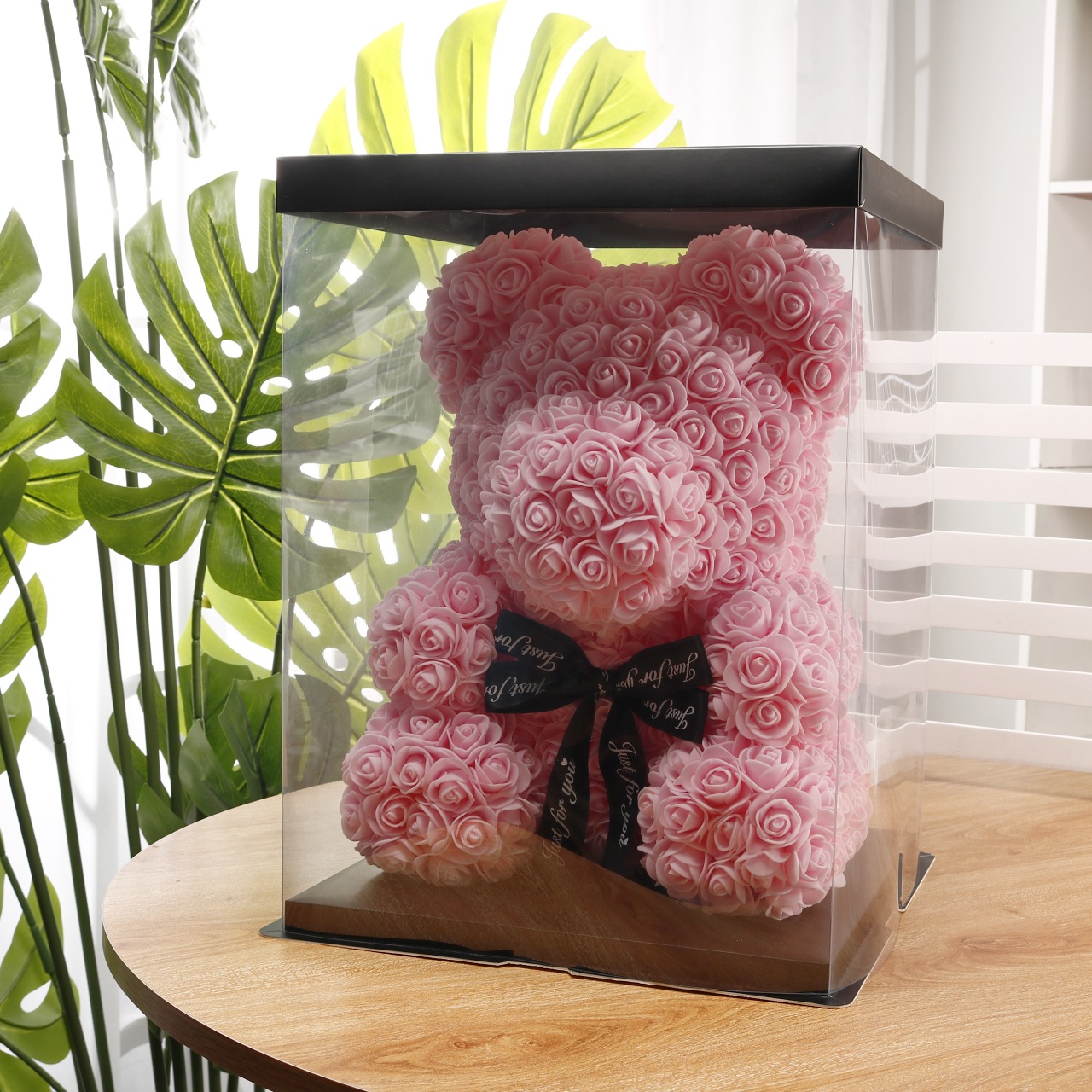 Flor preservada oso rosa 520 regalo del Día de San Valentín tienda de flores supermercado PE espuma flor abrazo oso rosa