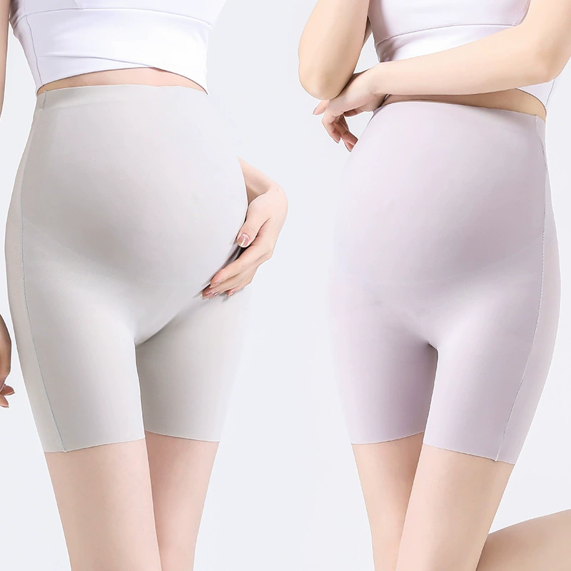 Защитные штаны для беременных Тонкие бесследные на ощупь облака Трехточечные антибликовые брюки для живота с высокой талией Внутренняя одежда Базовые шорты для беременных