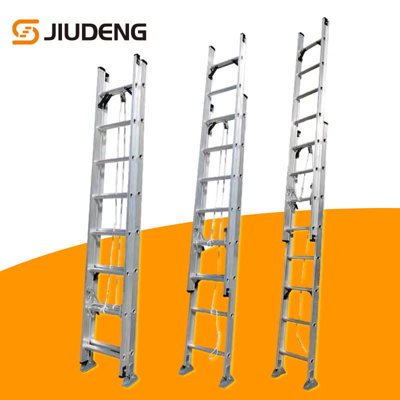 JIUDENG FACTORY LADDER ALUMINUM EXTENSION LADDER WITH ROPE