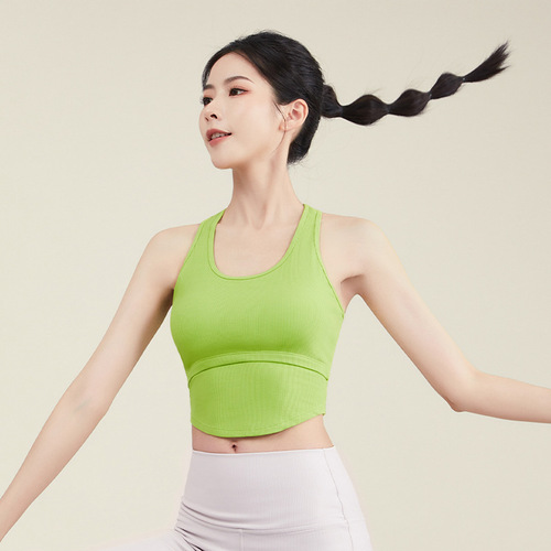 Cross-border high-intensity sports top with built-in bra for women, advanced fitness running yoga attire