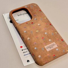 美拉徳ブラウン鼓包砕花iPhone14/13は12リンゴ16/15promax携帯電話ケースの転倒防止カバーを適用している