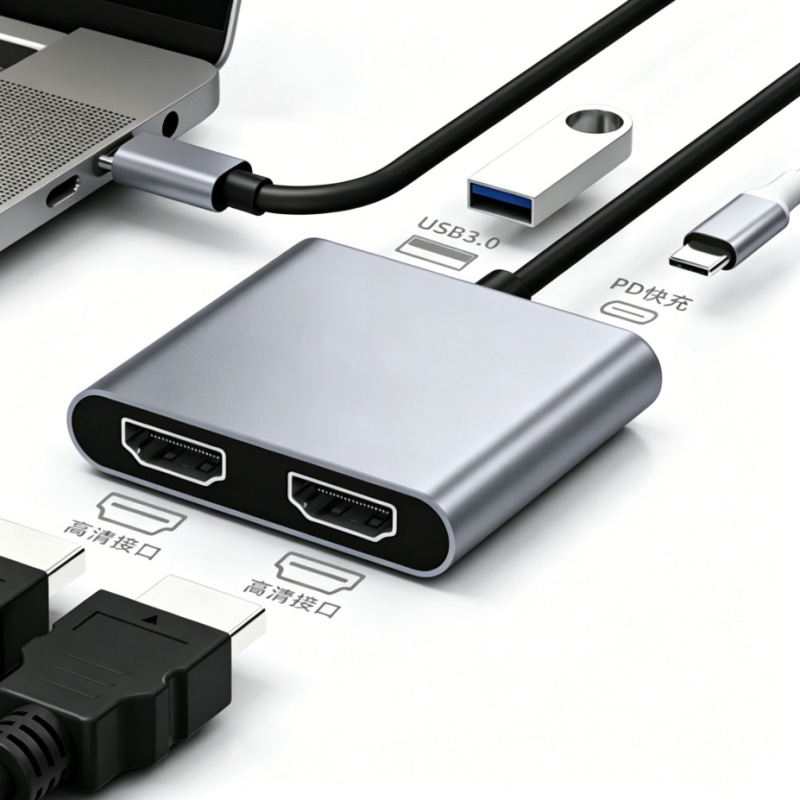 Type-C to Dual HDMI Docking Station Usb3.0 Card Reader Pd Fast Charging Laptop Multi-Screen Display Docking Station Type-C to Dual HDMI Docking Station Usb3.0 Card Reader Pd Fast Charging Laptop Multi-Screen Display Docking Station