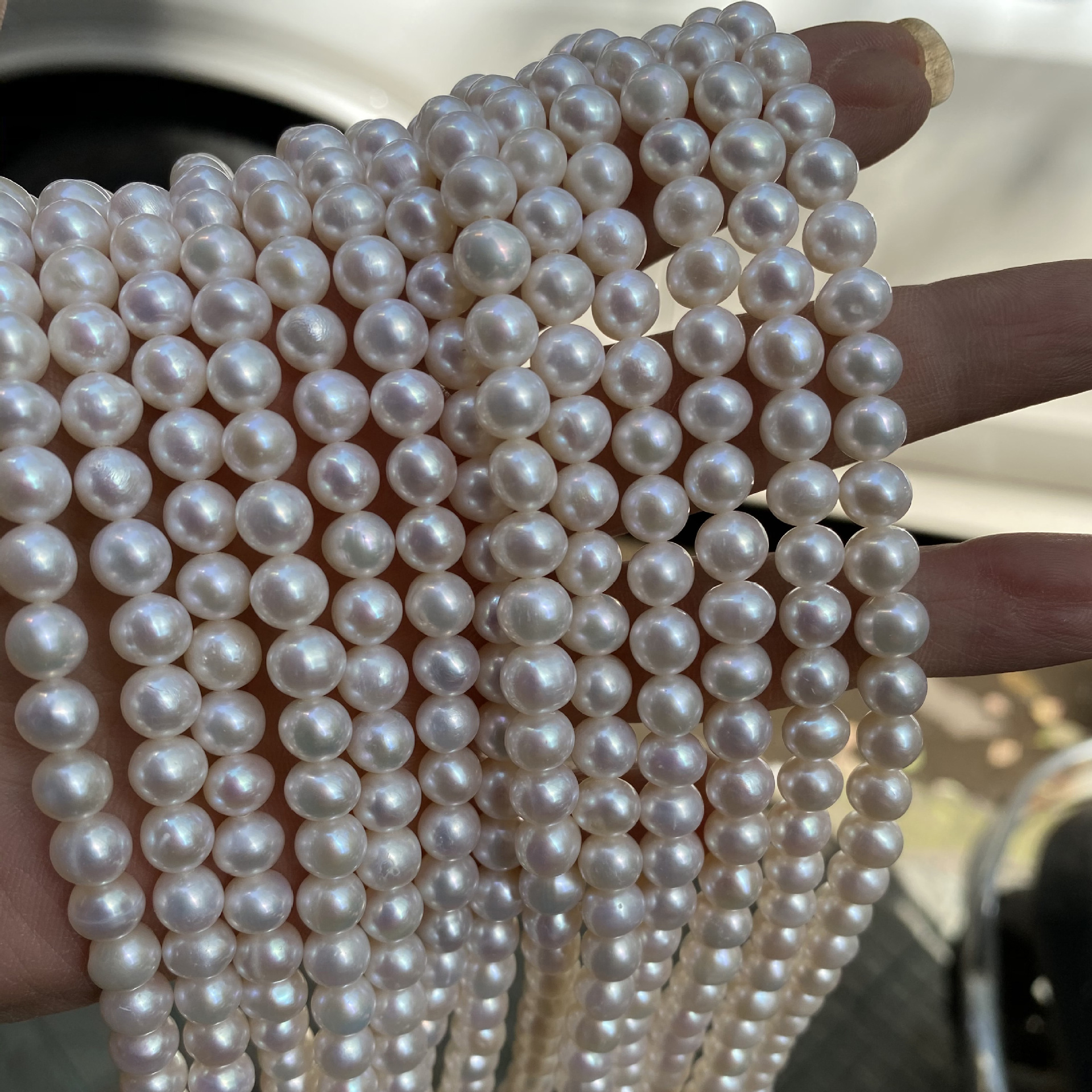 Solid Color Pattern Women'S Gender Ethnic Style Solid Color Pearl Beaded Necklace 1 Set