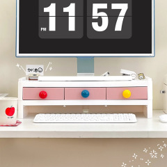 ドーパミン二重コンピュータが高くなったデスクオフィスのデスクトップディスプレイスタンドの収納棚のデスクトップ棚