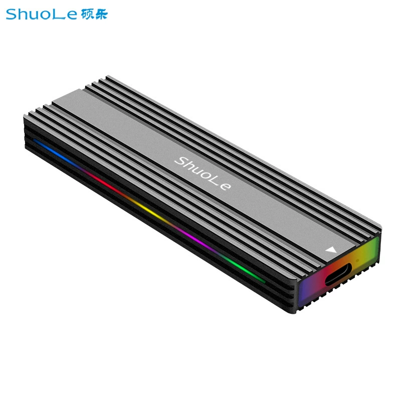 Коробка для SSD-дисков M.2 USB 3.1 НVMe Dual protocol Type-C с RGB, алюминиевый сплав, переносной внешний диск