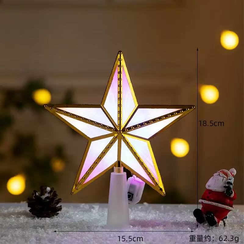 クリスマスの新しい発光樹頂星クリスマスツリー装飾用品は国境を越えてクリスマスの透明なランプ付き五芒星に特化している