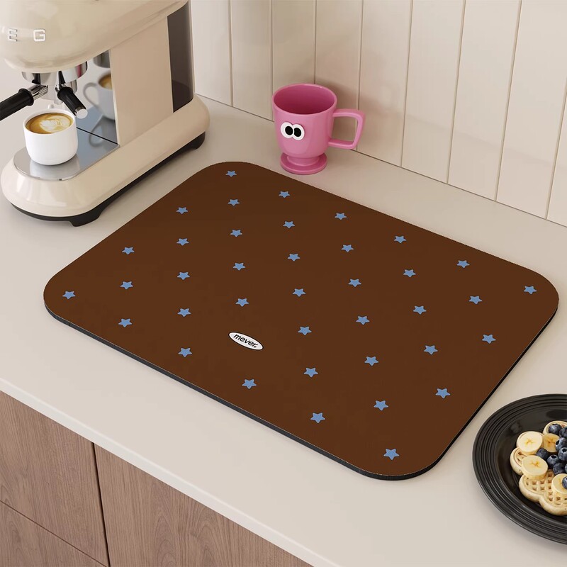 Ins Simple Polka Dot Kitchen Countertop Diatomaceous Earth Draining Mat, Stain-Resistant, Dust-Proof, Easy to Clean, Water-Absorbent Bathroom Mat