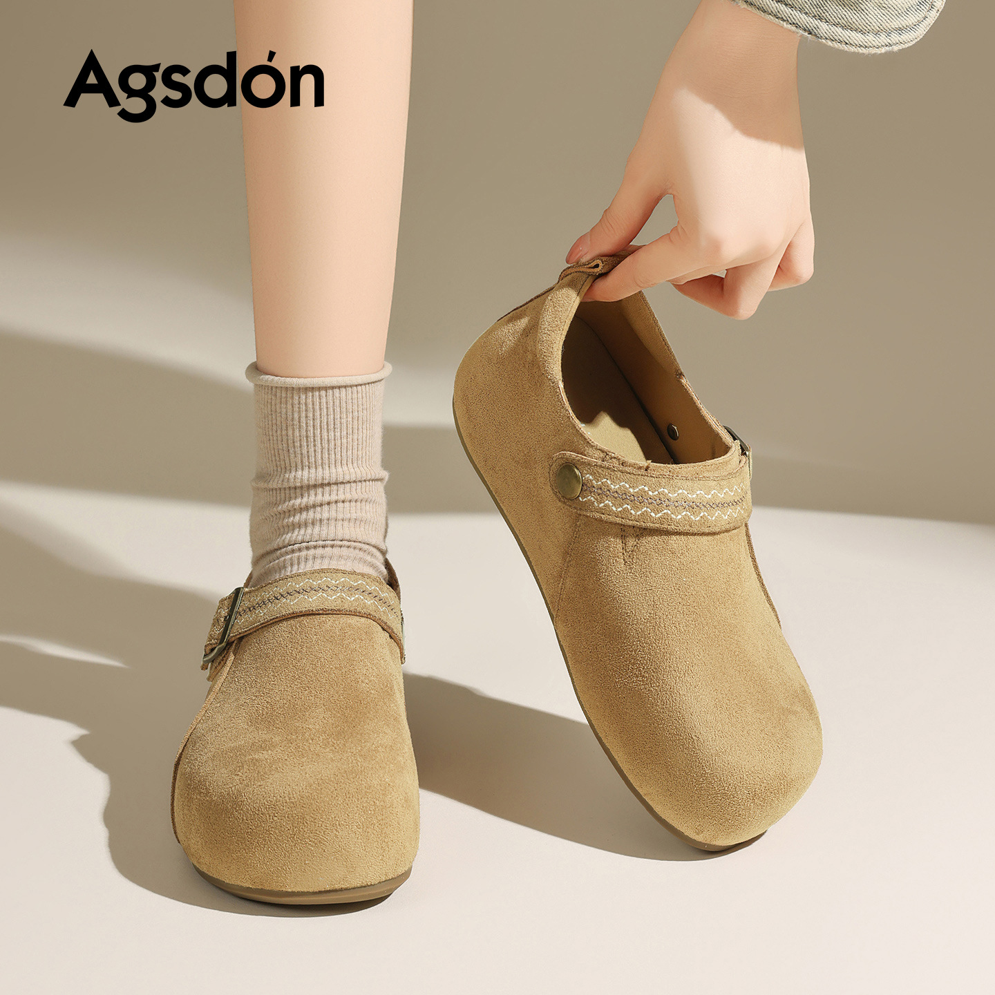 Augu Shiden todo incluido Bocken zapatos para mujeres 2025 nuevo invierno con suela gruesa un solo zapato con suela suave y zapatos de algodón de lana