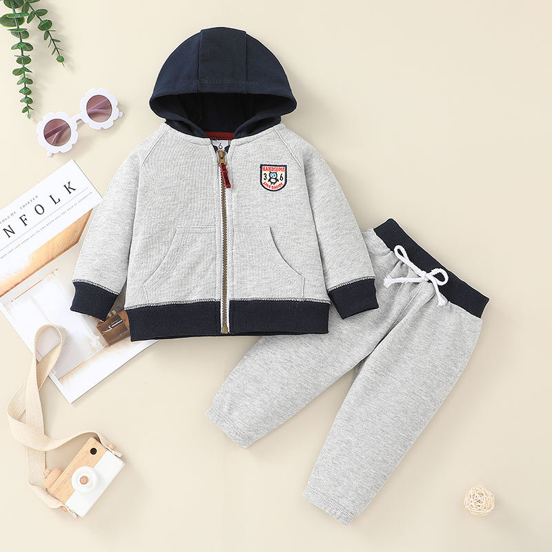 Fashion Children's Hooded Zipper Jacket Trousers Two-piece Set Wholesale Nihaojewelry display picture 2