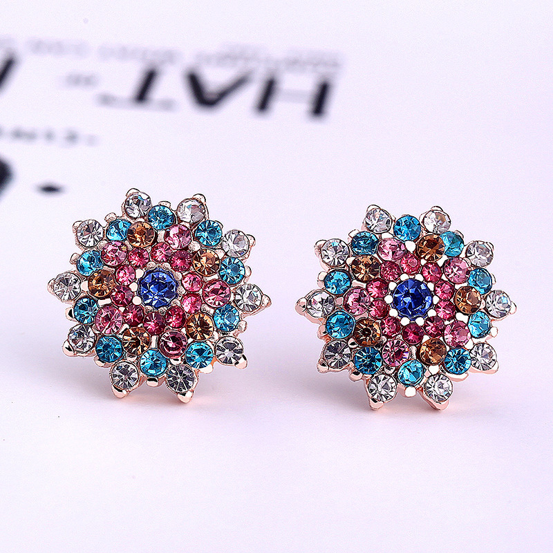 2pairs colorful flower earrings in Europe and America Fashion exquisite jewelry gifts