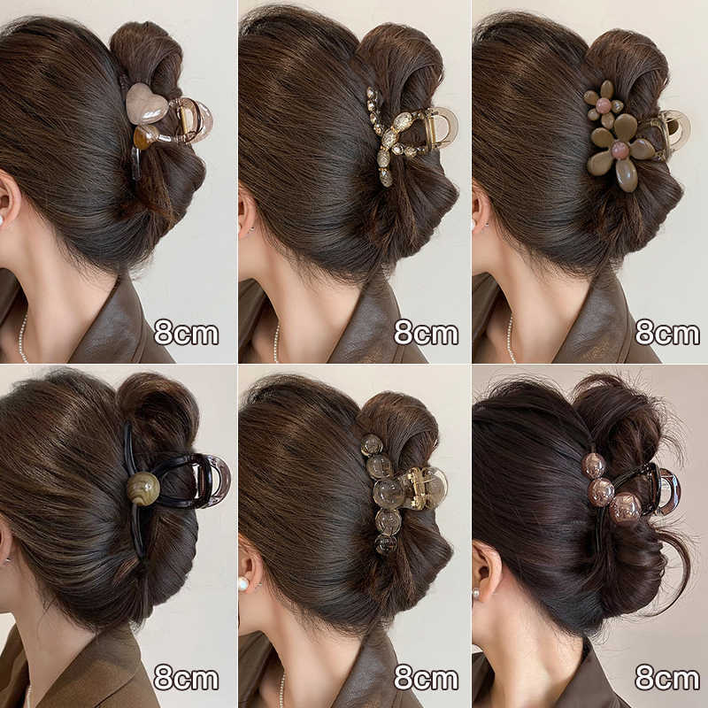Clip de tiburón acrílico amoroso de alto nivel en 2025 nuevo temperamento agarrar clip de cabello pequeño clip de cabello de cabeza trasera