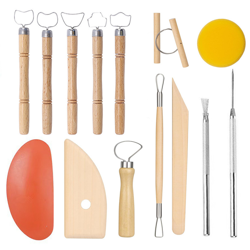 Pottery Tool Set for Soft Clay Sculpting, Carving, Shaping, and Clay Sculpture DIY Tool Kit with Wooden Handles Pottery Tool Set for Soft Clay Sculpting, Carving, Shaping, and Clay Sculpture DIY Tool Kit with Wooden Handles