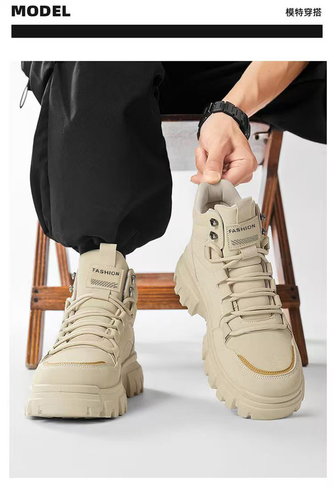 Giày bốt Martin nam cổ cao đế dày chống trượt, giày bảo hộ ngoài trời bền bỉ — KA02 màu kaki, KA02 màu xám, KA02 màu đen chi tiết 5