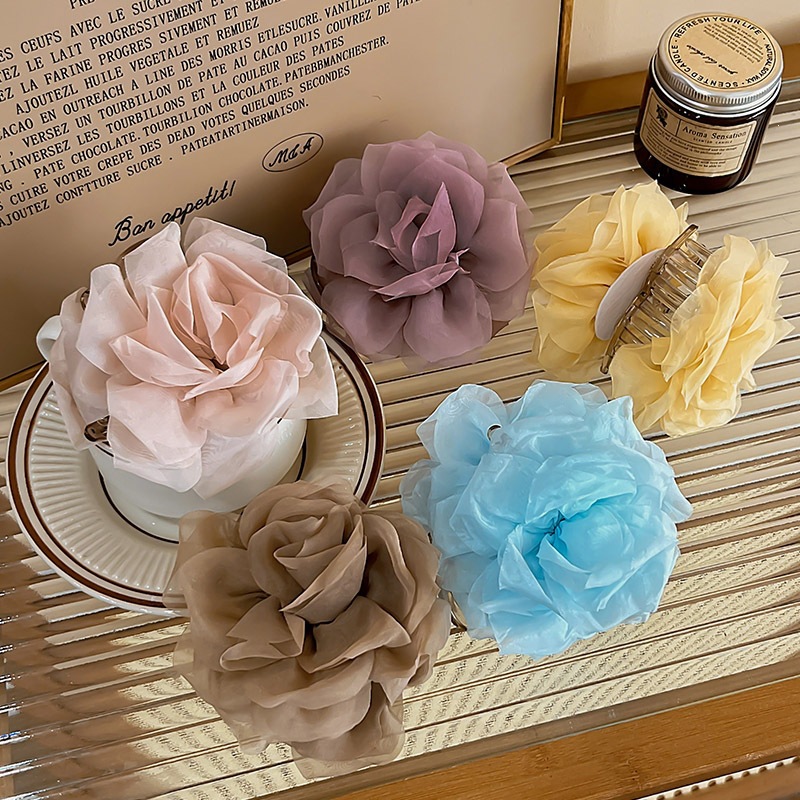 Mint green floral hair clip, hairpin, side bangs clip, super fairy-like artificial flower hair accessory for women