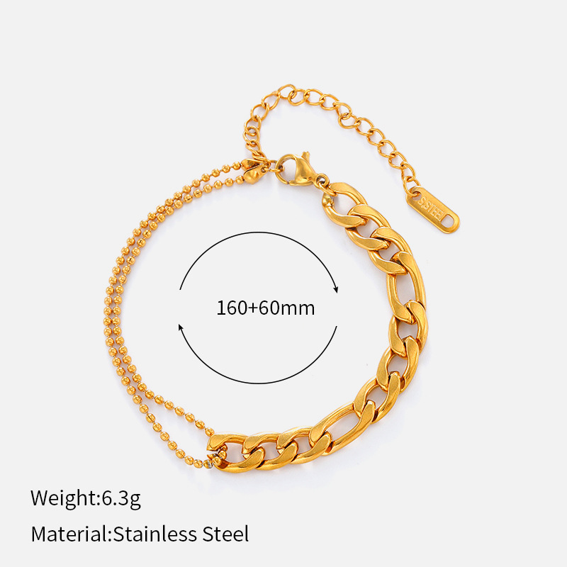 ヨーロッパとアメリカのクロスボーダーシンプルなステンレス鋼の太いブレスレット電気メッキ 18 K ゴールドチェーンブレスレットヒップホップスタイルチタン鋼ブレスレット|undefined