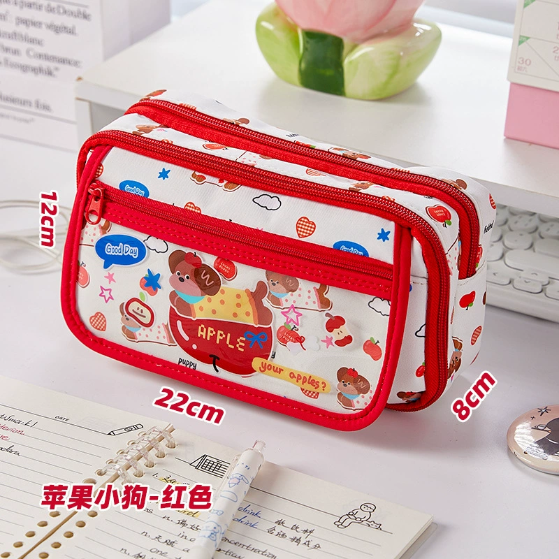 Apple, capacious pencil case, cute stationery for elementary school students, universal storage bag, new collection