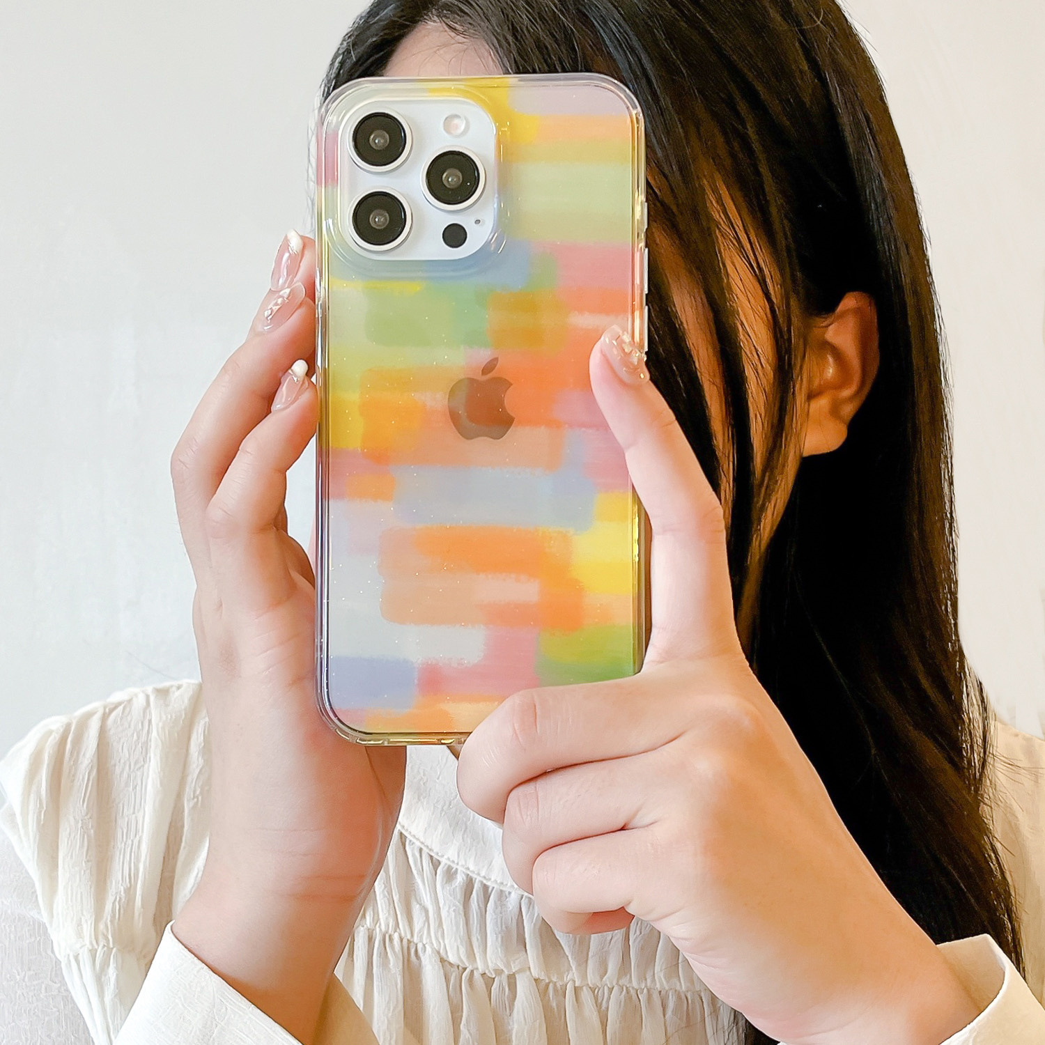 Bloque de color de mancha de dopamina para Apple 16ProMax funda para teléfono móvil 15Pro personalidad 14/13 nuevo 15PM