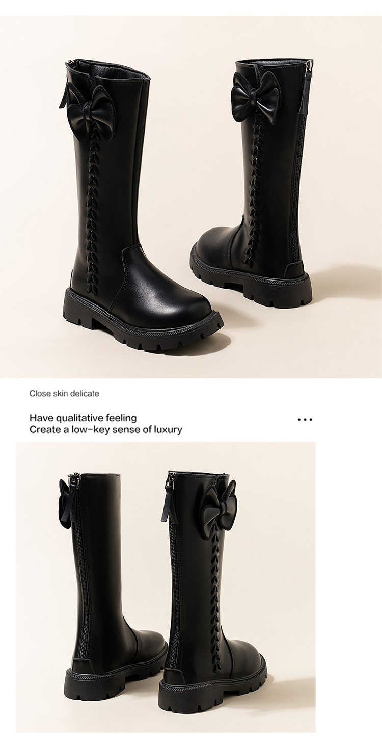 Flickor high-top stövlar i läder för höst och vinter mode_voghion.com