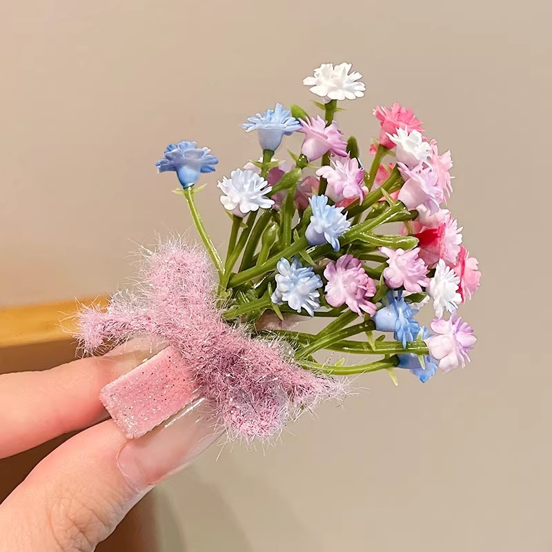 1# Exquisita horquilla para el cabello con flores de Gypsophila, de aproximadamente 6.5 cm.