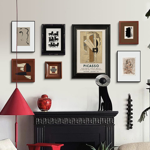 Modern Minimalist Abstract Light Luxury Artistic Combination Decorative Painting, Chinese Style Living Room Sofa Background Restaurant Fireplace Wall Art