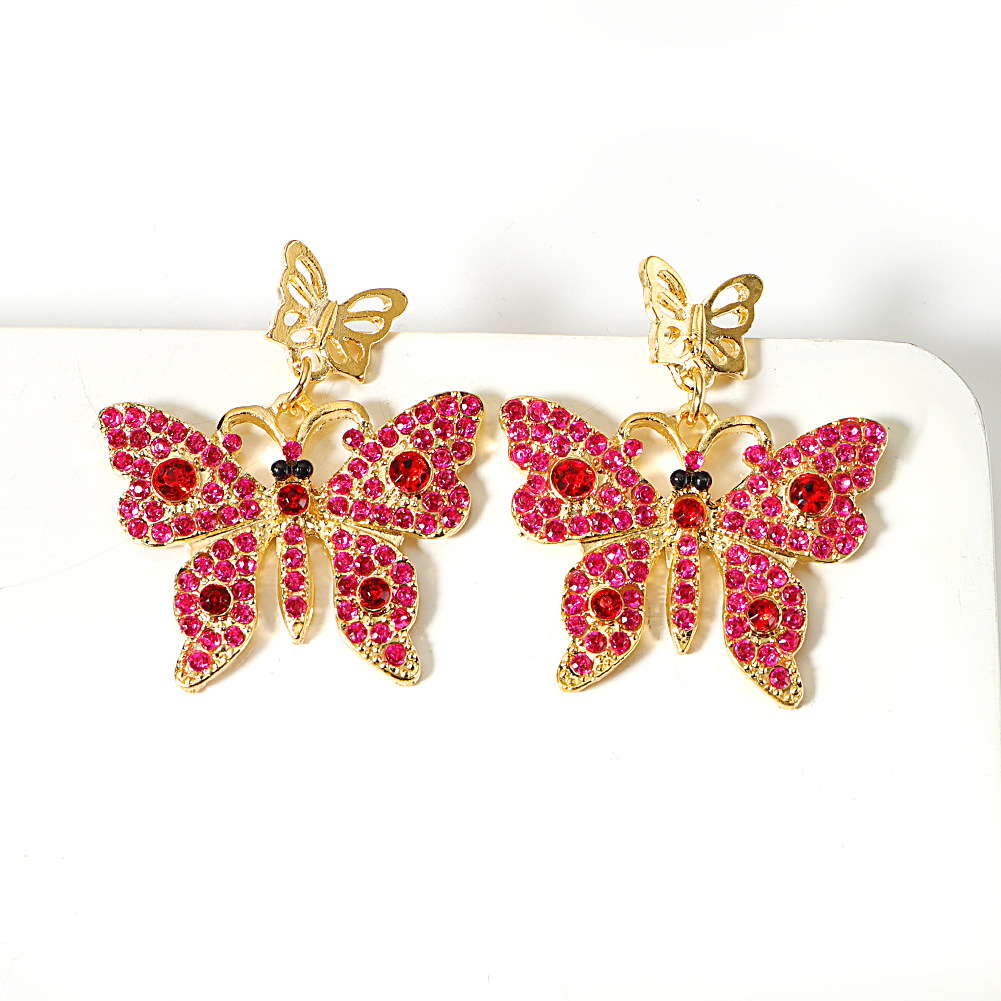 Korean full diamond butterfly earrings retro highquality hollow diamond earringspicture7