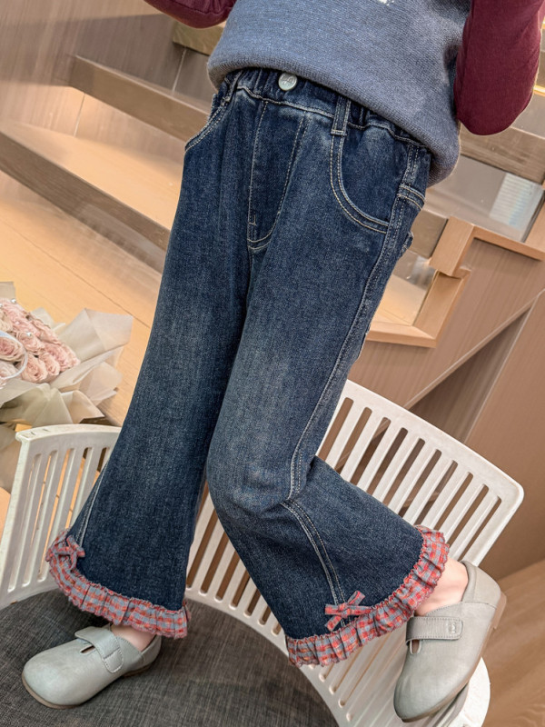 女童牛仔裤春秋款2025新款洋气女宝宝秋季长裤儿童秋装微喇叭裤子|undefined